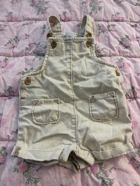 Old Navy Cream Short Overalls Romper